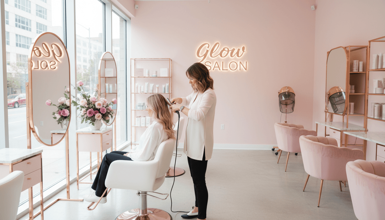 Professional hair stylist creating an elegant hairstyle for a client in a modern salon