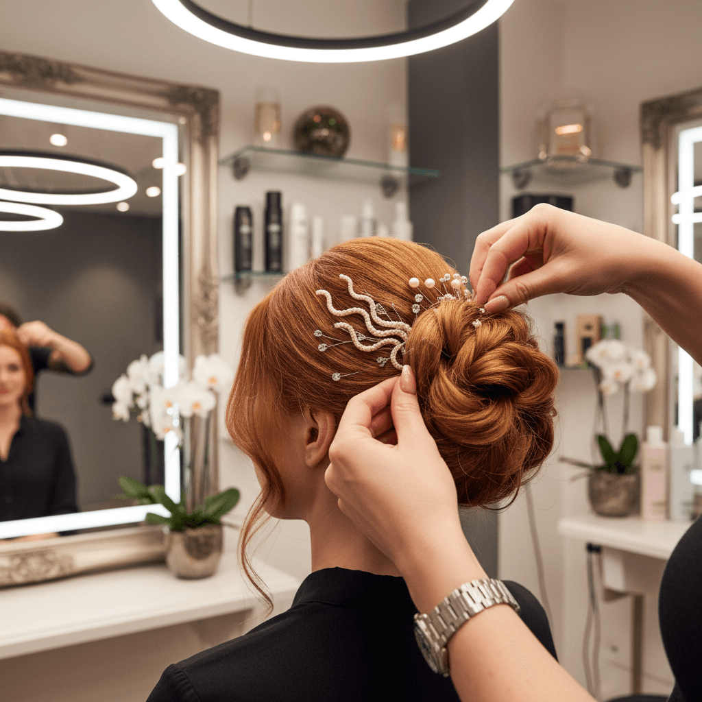 Detailed updo styling for special events